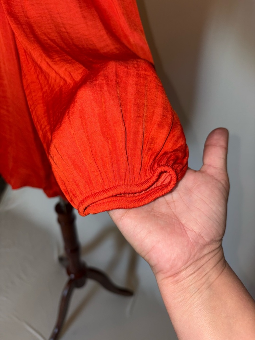 Rachel Zoe Silk- Effect Long Sleeve Peasant Blouse in Bright Coral Size M - Picture 5 of 5